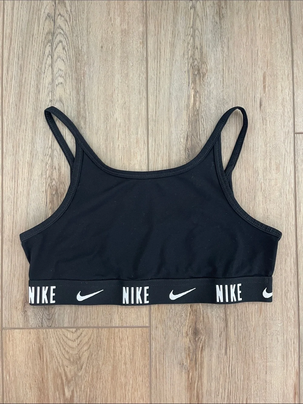 Nike Black Sports Bra with White Logo Band